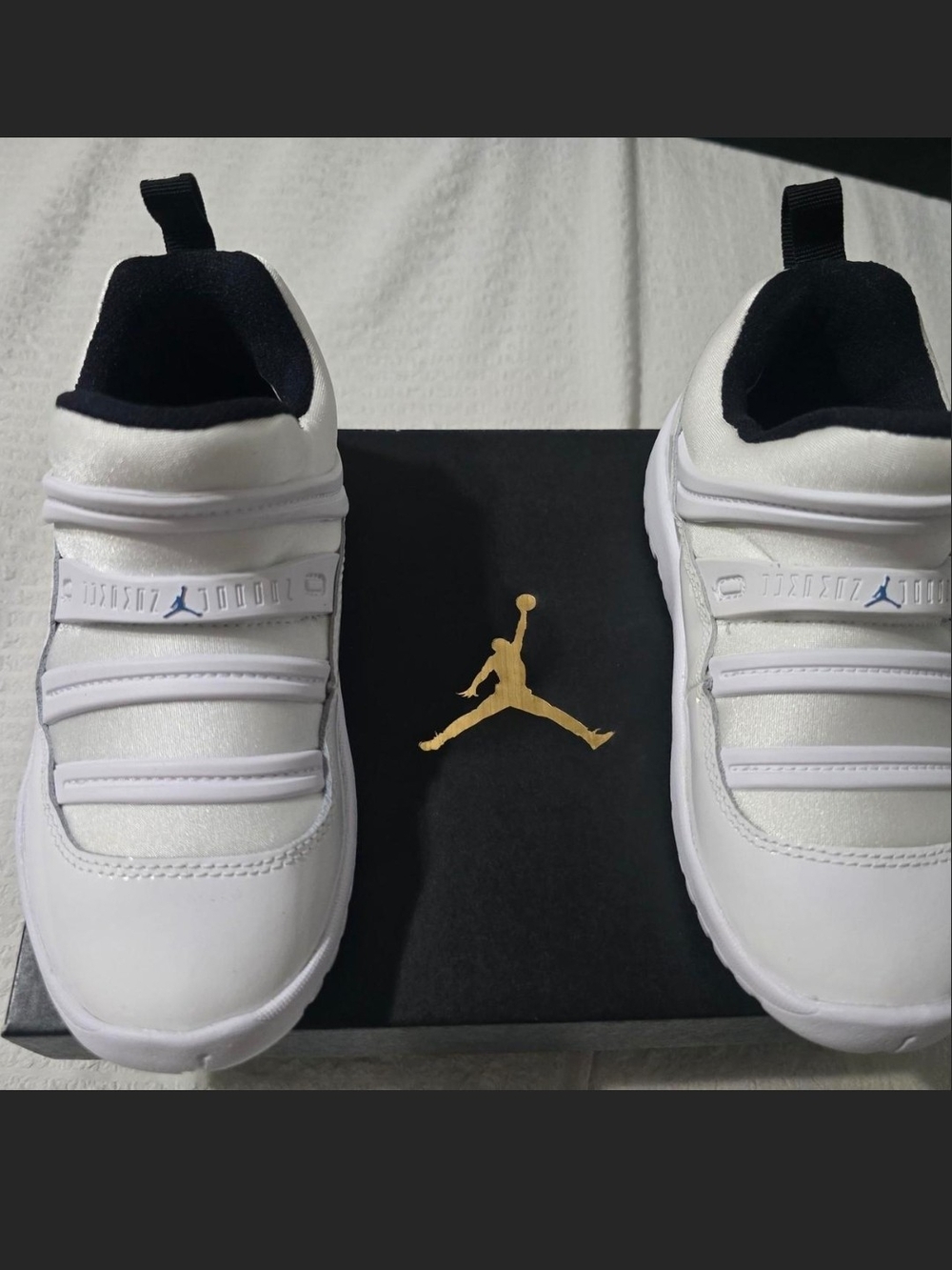 Jordan Kids White and Black Slip-On Sneakers